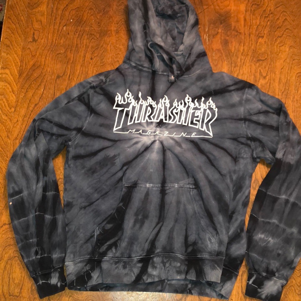 men's tie dye thrasher hoodie size: small